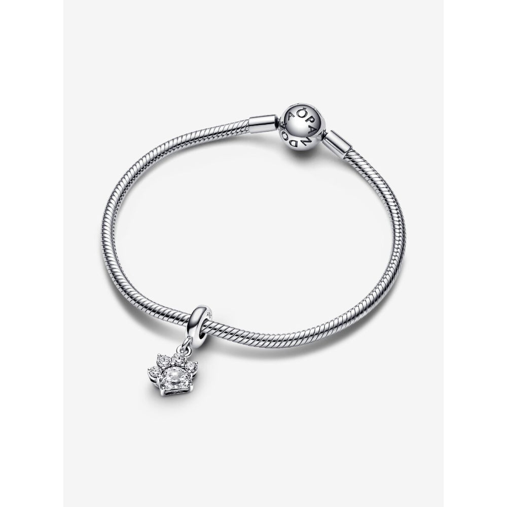 Pandora Sterling Silver Sparkling Pet Paw Print Dangle Charm Image 5