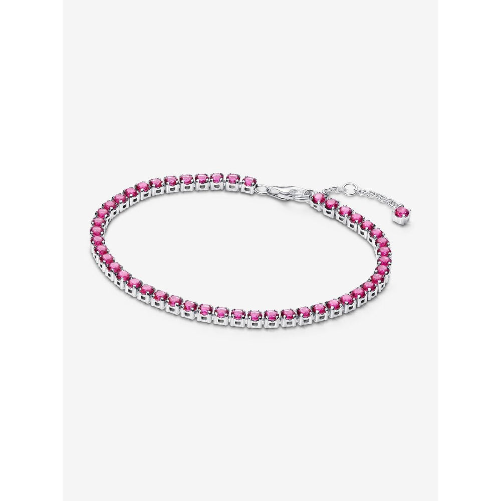 Pandora Sterling Silver Sparkling Pink Tennis Bracelet Image 1