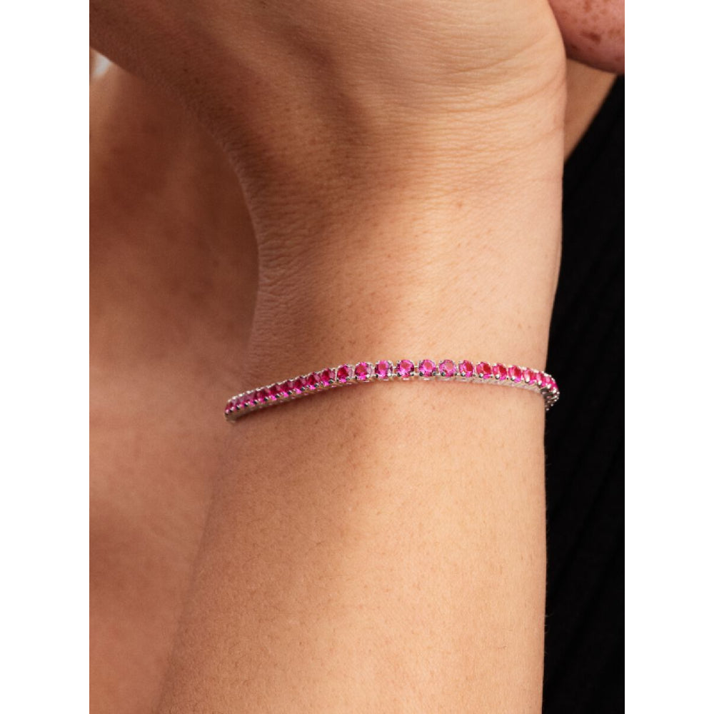 Pandora Sterling Silver Sparkling Pink Tennis Bracelet Image 2
