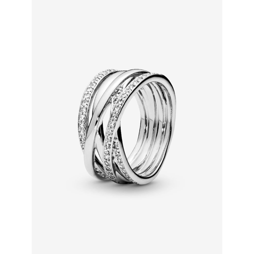 Pandora Sterling Silver Sparkling & Polished Lines Ring Image 1