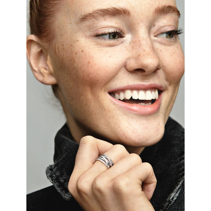 Pandora Sterling Silver Sparkling & Polished Lines Ring Image 3
