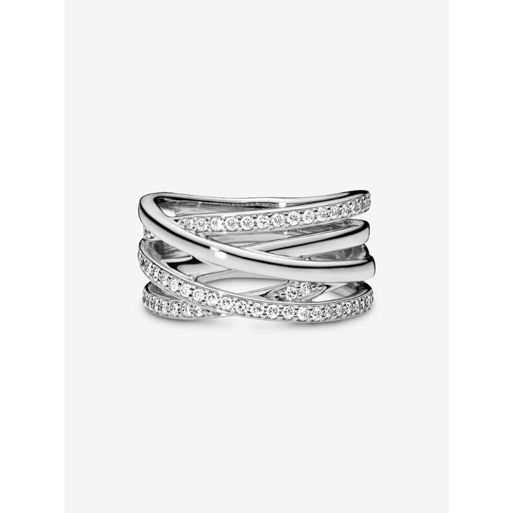 Pandora Sterling Silver Sparkling & Polished Lines Ring Image 4