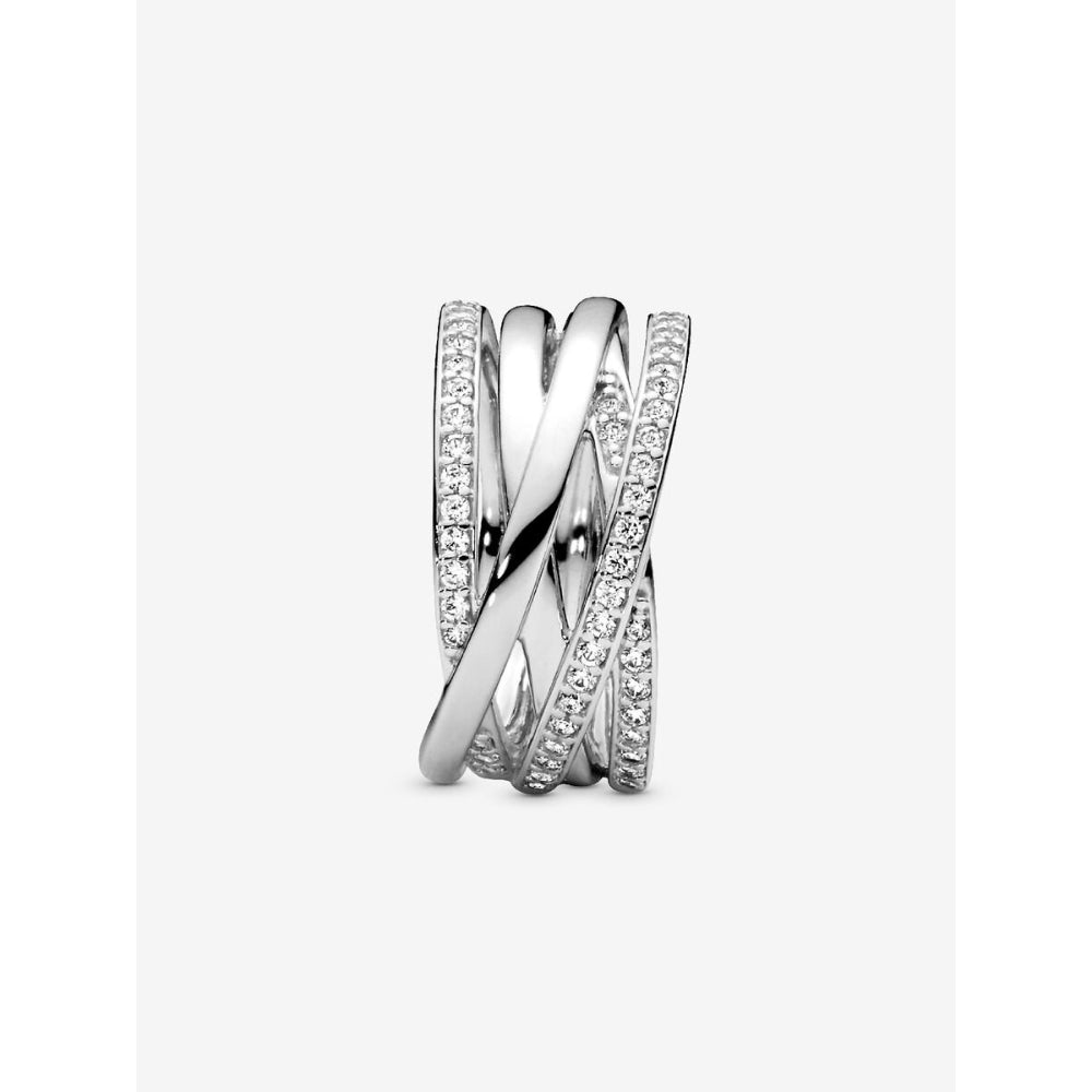 Pandora Sterling Silver Sparkling & Polished Lines Ring Image 5