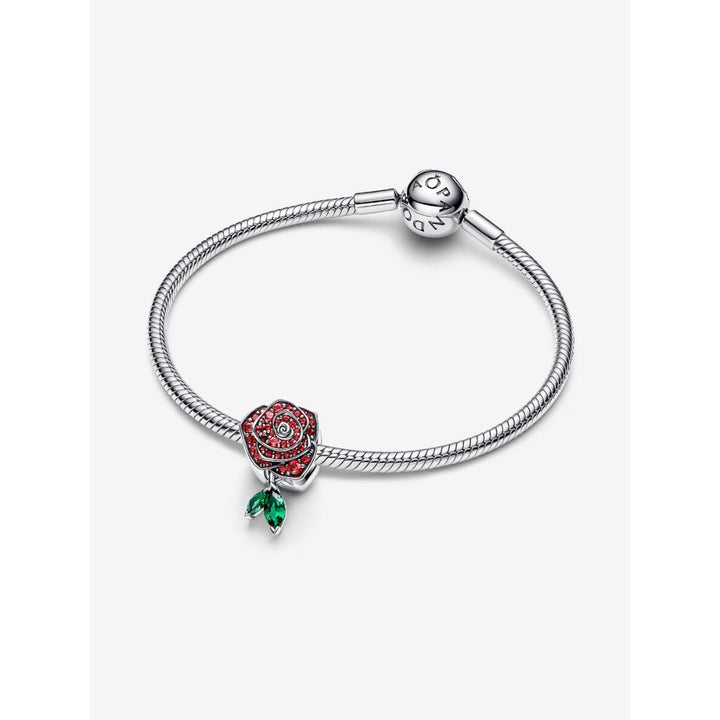 Pandora Sterling Silver Sparkling Rose In Bloom Charm Image 5