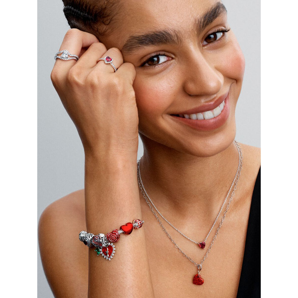 Pandora Sterling Silver Sparkling Rose In Bloom Charm Image 4