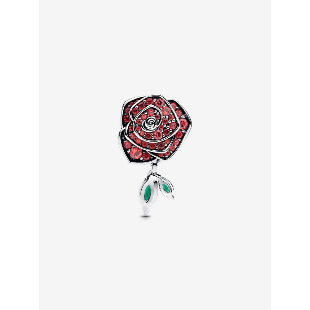 Pandora Sterling Silver Sparkling Rose In Bloom Charm Image 6