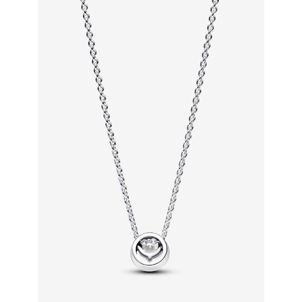Pandora Sterling Silver Sparkling Round Halo Pendant Collier Necklace Image 3