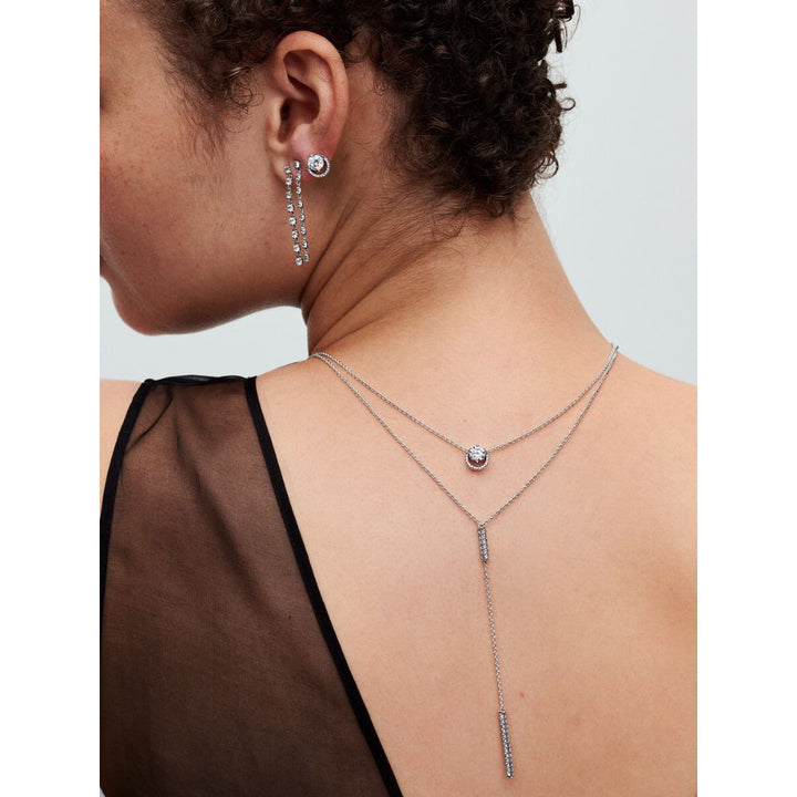 Pandora Sterling Silver Sparkling Round Halo Pendant Collier Necklace Image 2