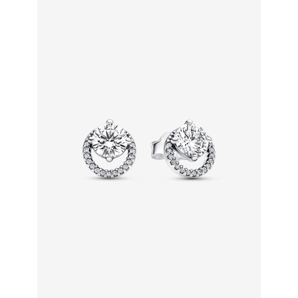 Pandora Sterling Silver Sparkling Round Halo Stud Earrings Image 1