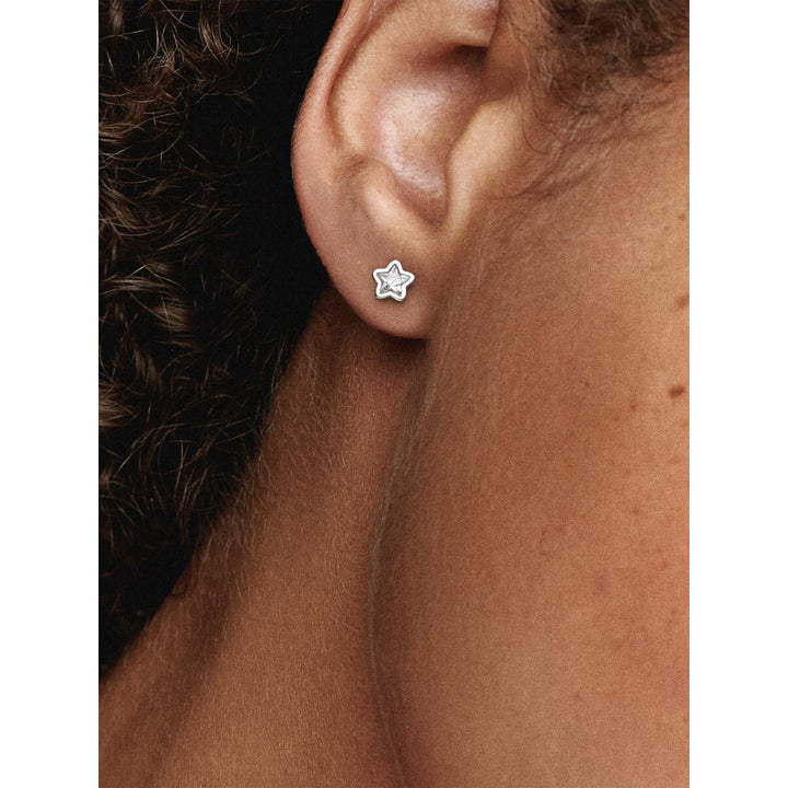 Pandora Sterling Silver Sparkling Star Stud Earrings Image 2
