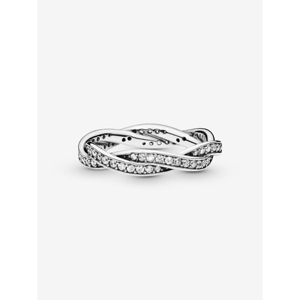 Pandora Sterling Silver Sparkling Twisted Lines Ring Image 4