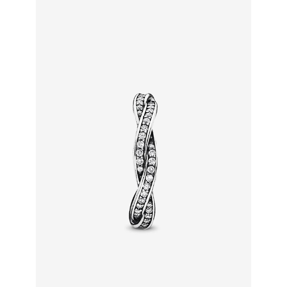Pandora Sterling Silver Sparkling Twisted Lines Ring Image 5