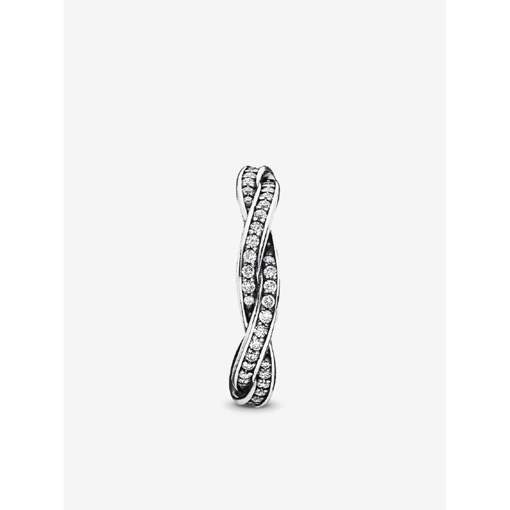Pandora Sterling Silver Sparkling Twisted Lines Ring Image 5