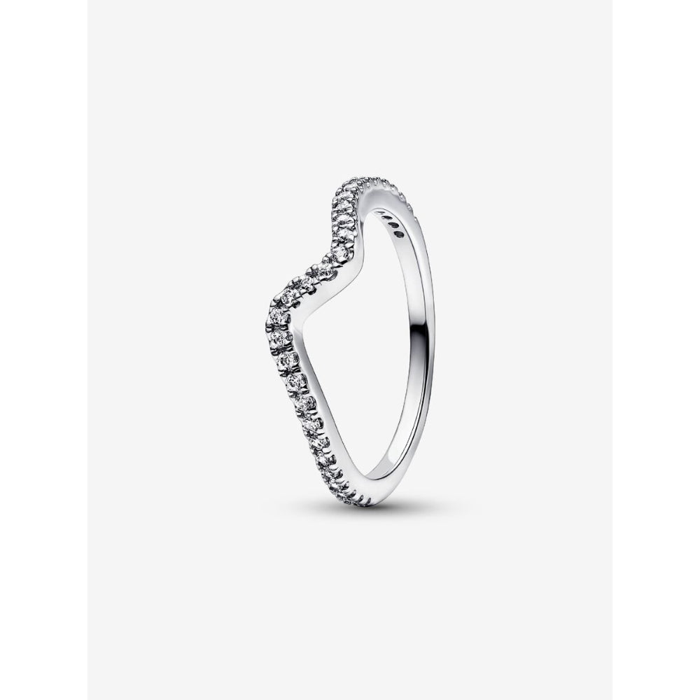 Pandora Sterling Silver Sparkling Wave Ring Image 1