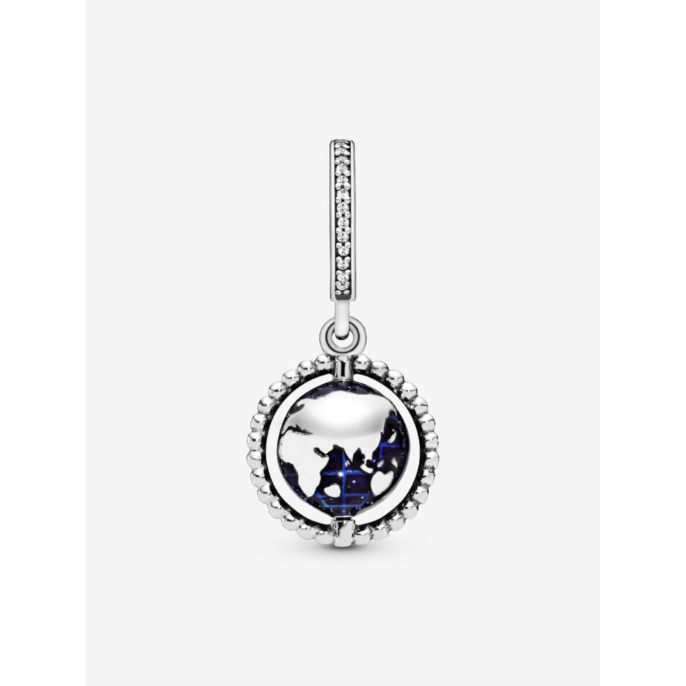 Pandora Sterling Silver Spinning Globe Dangle Charm Image 4