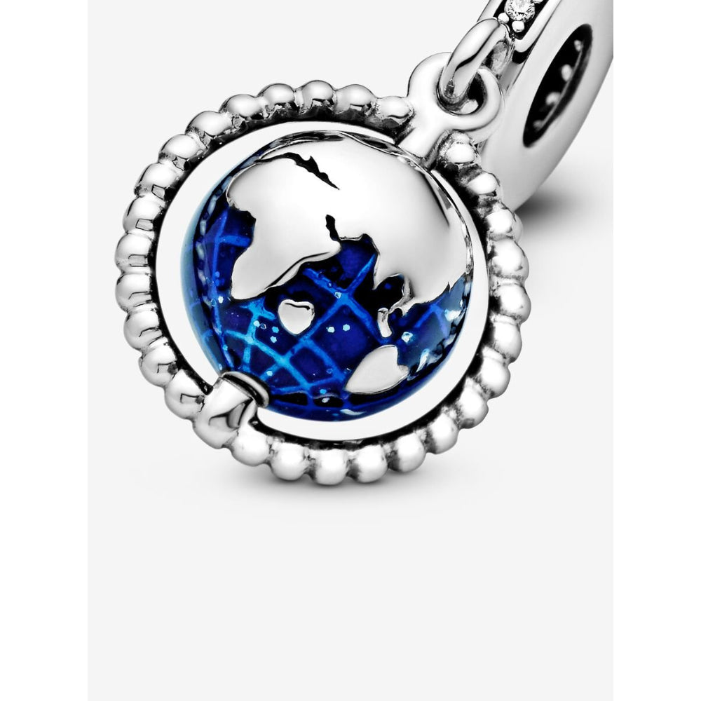 Pandora Sterling Silver Spinning Globe Dangle Charm Image 6