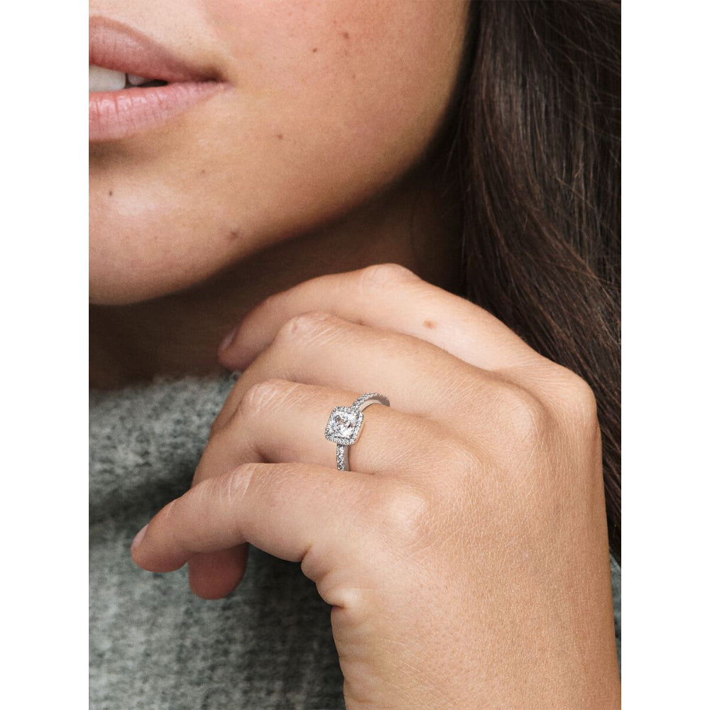 Pandora Sterling Silver Square Sparkle Halo Ring Image 2