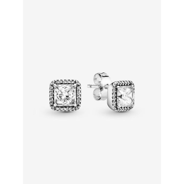 Pandora Sterling Silver Square Sparkle Halo Stud Earrings Image 1