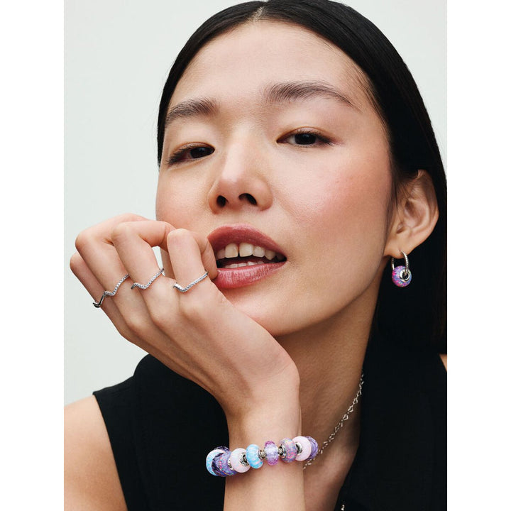 Pandora Sterling Silver Studded Chain Slider Bracelet Image 3
