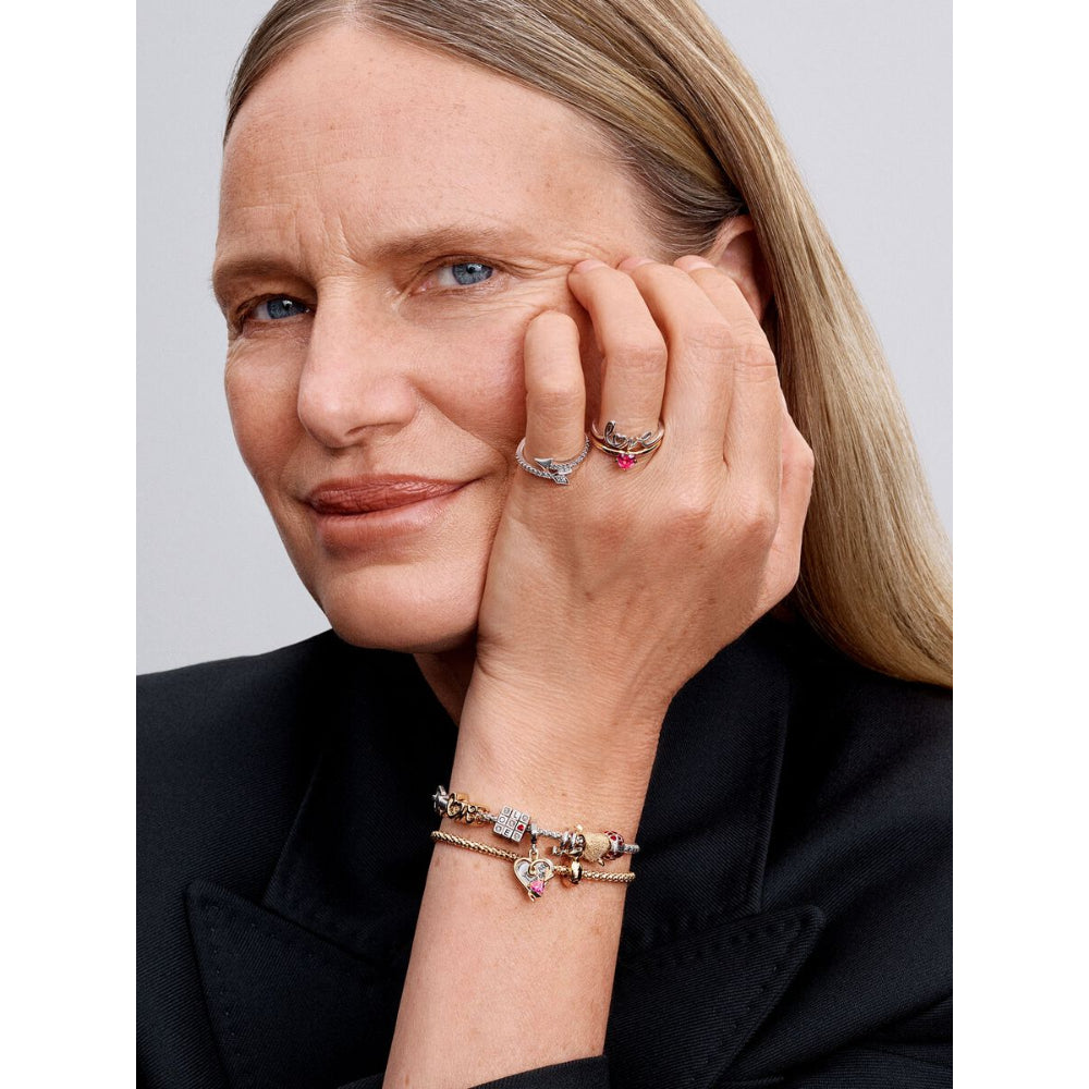 Pandora Sterling Silver Studded Clasp & Chain Bracelet Image 3