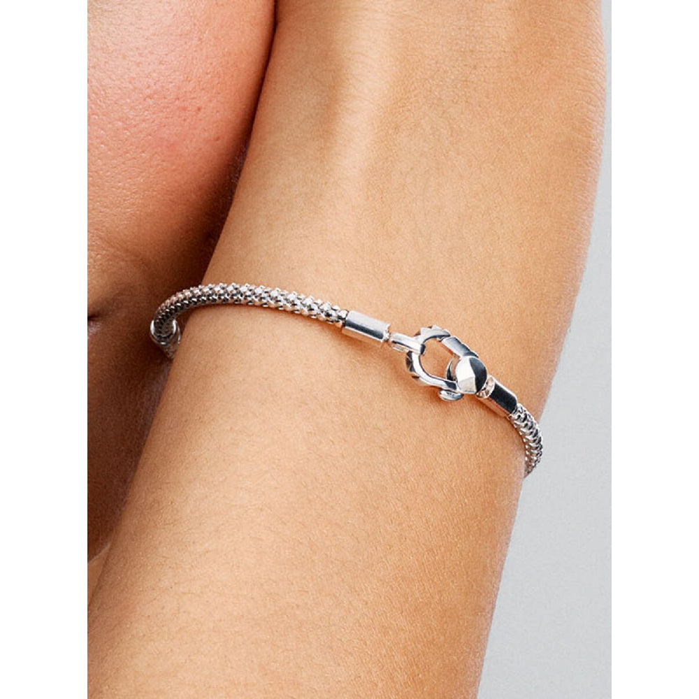 Pandora Sterling Silver Studded Clasp & Chain Bracelet Image 2