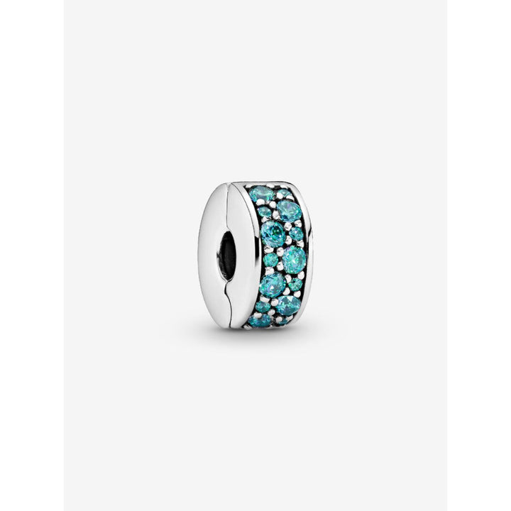 Pandora Sterling Silver Teal Pave Clip Charm Image 1