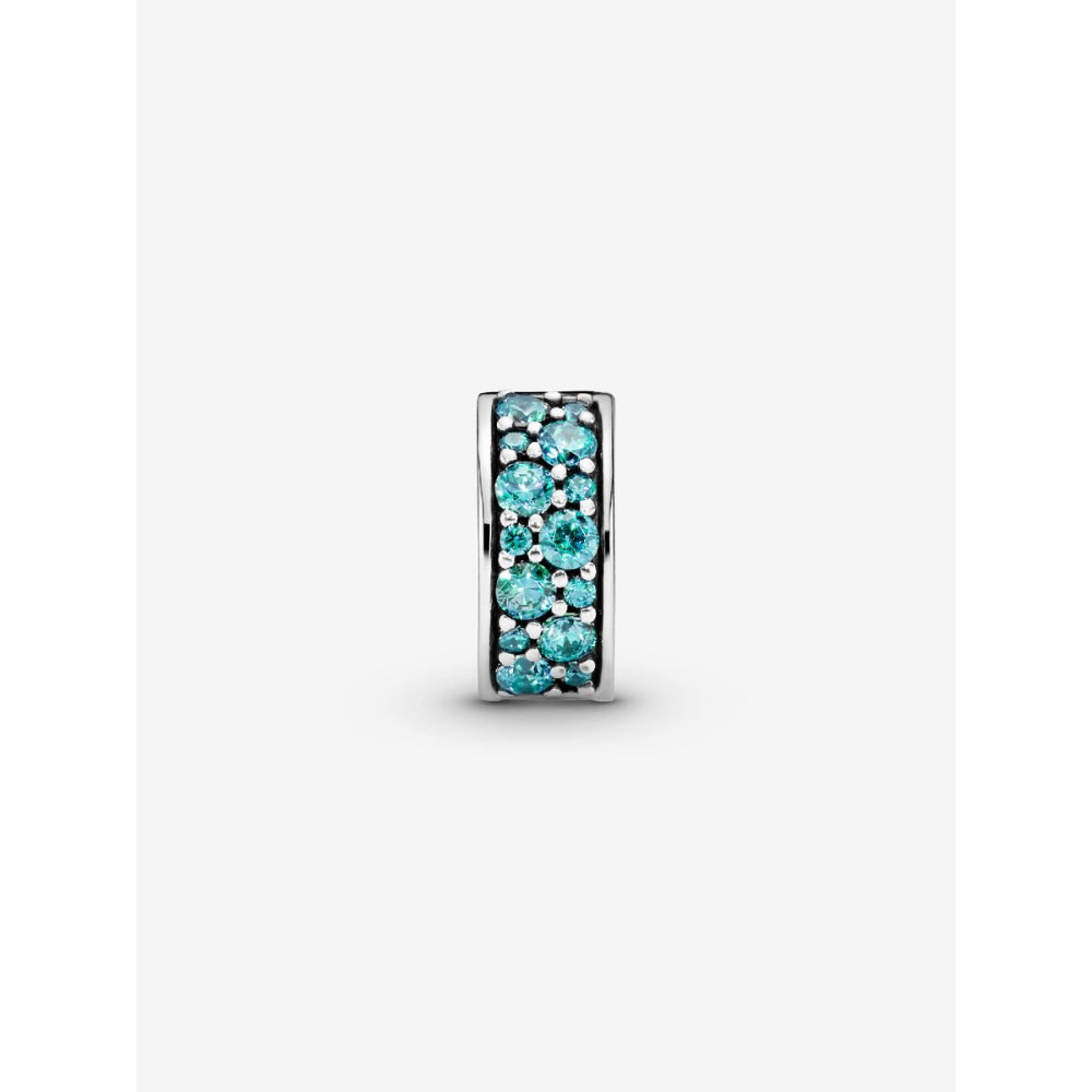 Pandora Sterling Silver Teal Pave Clip Charm Image 4