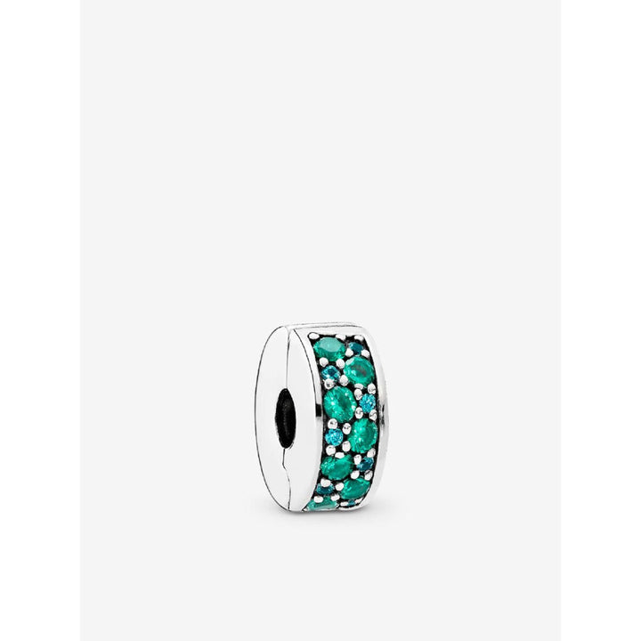 Pandora Sterling Silver Teal Pave Clip Charm Image 5