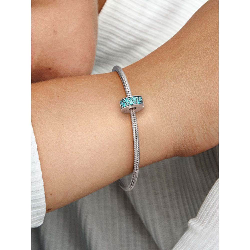 Pandora Sterling Silver Teal Pave Clip Charm Image 2