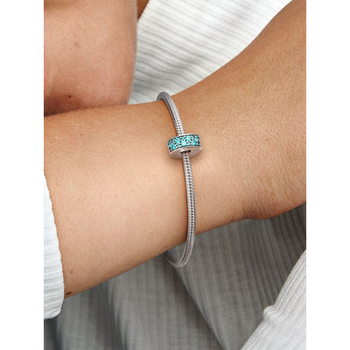 Pandora Sterling Silver Teal Pave Clip Charm Image 2