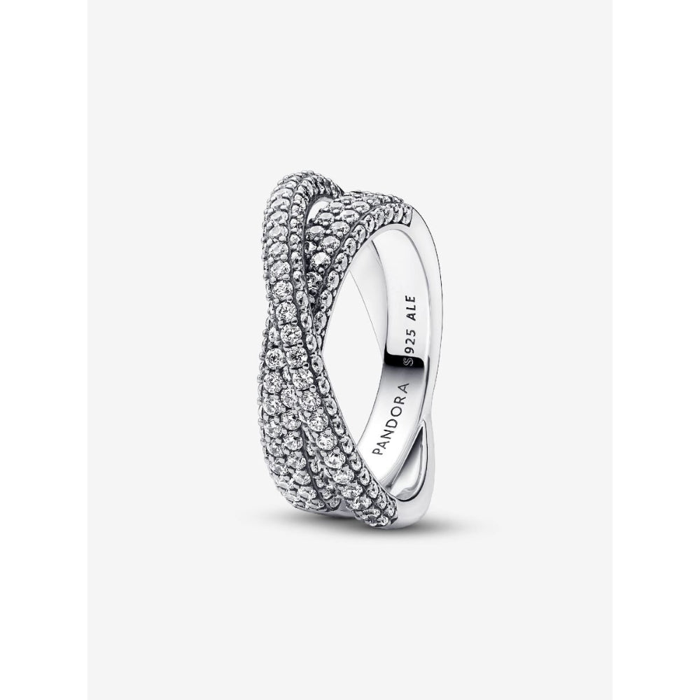 Pandora Sterling Silver Timeless Pave Crossover Dual Band Ring Image 1