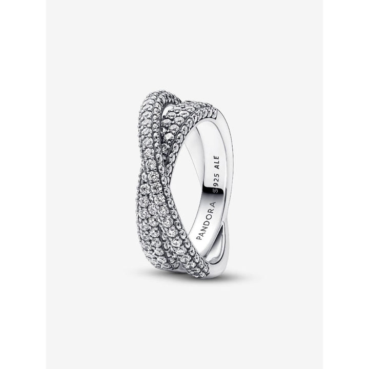 Pandora Sterling Silver Timeless Pave Crossover Dual Band Ring Image 1