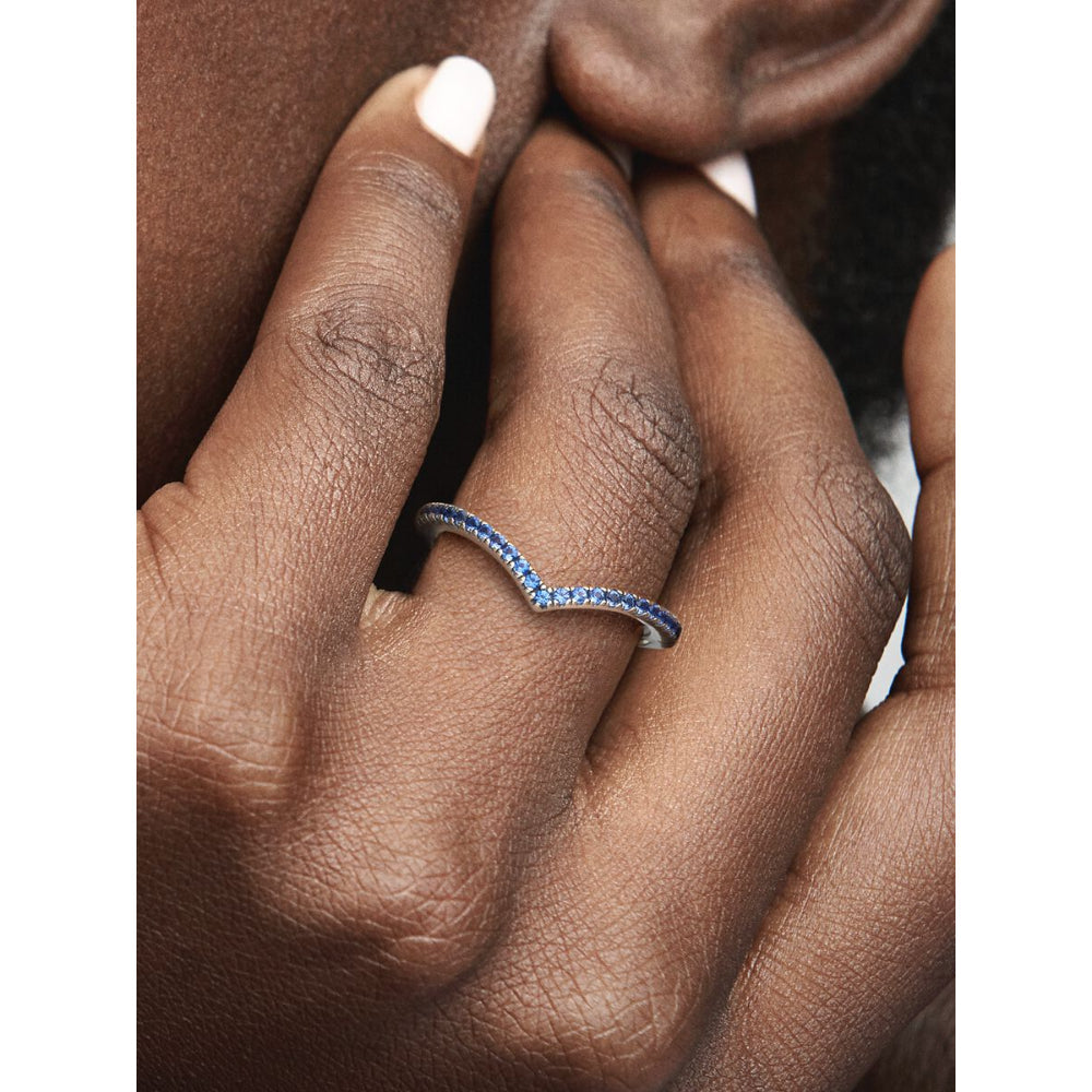 Pandora Sterling Silver Timeless Wish Sparkling Blue Ring Image 2