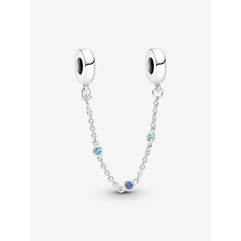 Pandora Sterling Silver Triple Blue Stone Safety Chain Image 1
