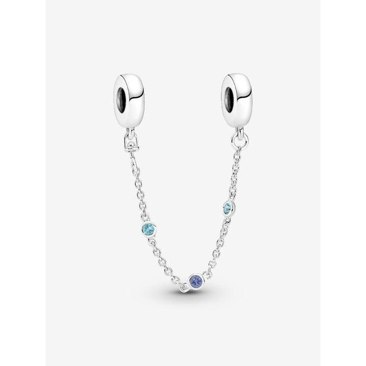 Pandora Sterling Silver Triple Blue Stone Safety Chain Image 1