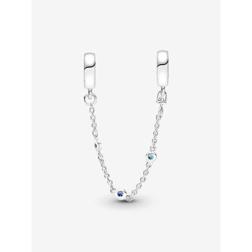 Pandora Sterling Silver Triple Blue Stone Safety Chain Image 4