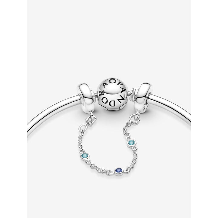 Pandora Sterling Silver Triple Blue Stone Safety Chain Image 5
