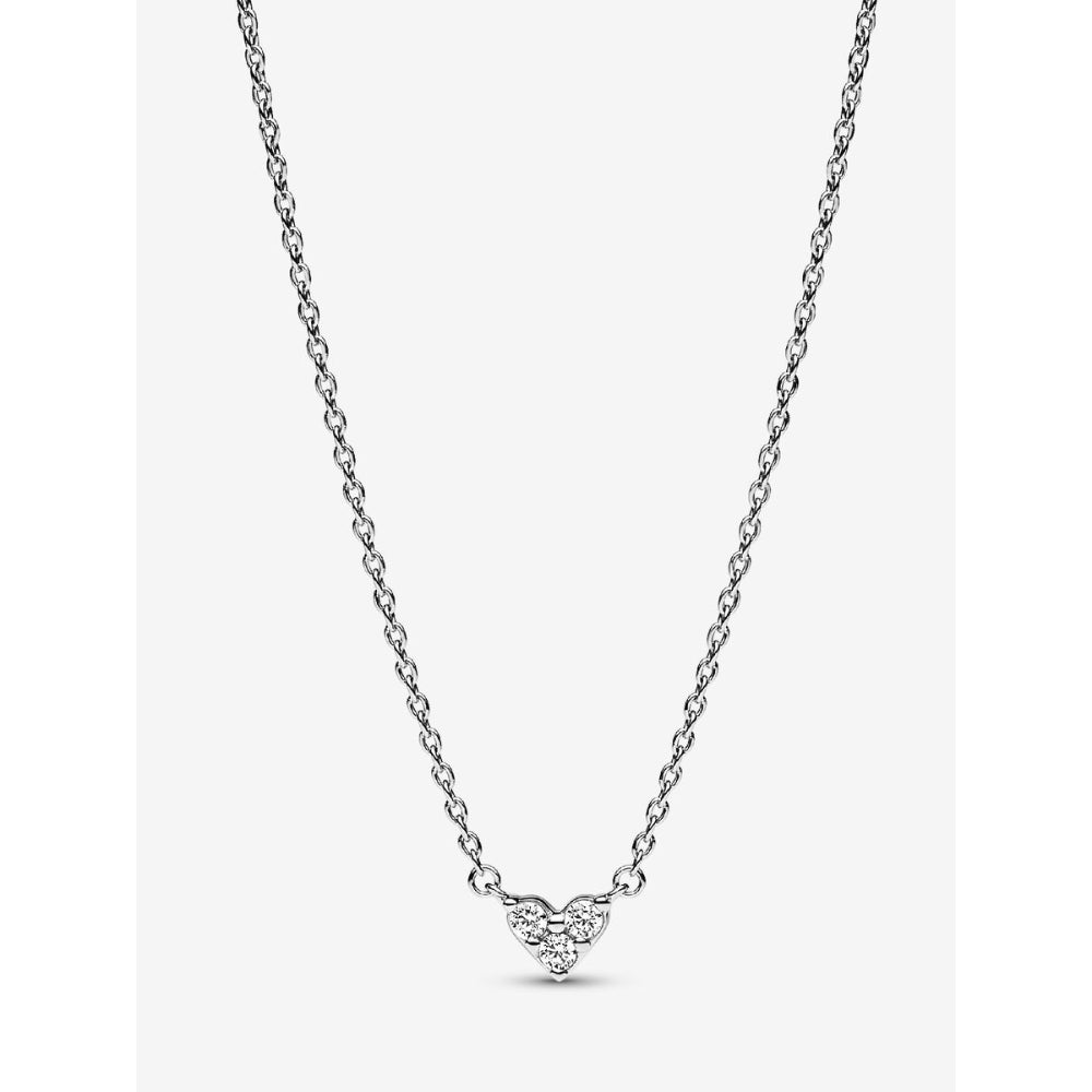 Pandora Sterling Silver Triple Stone Heart Collier Necklace Image 1
