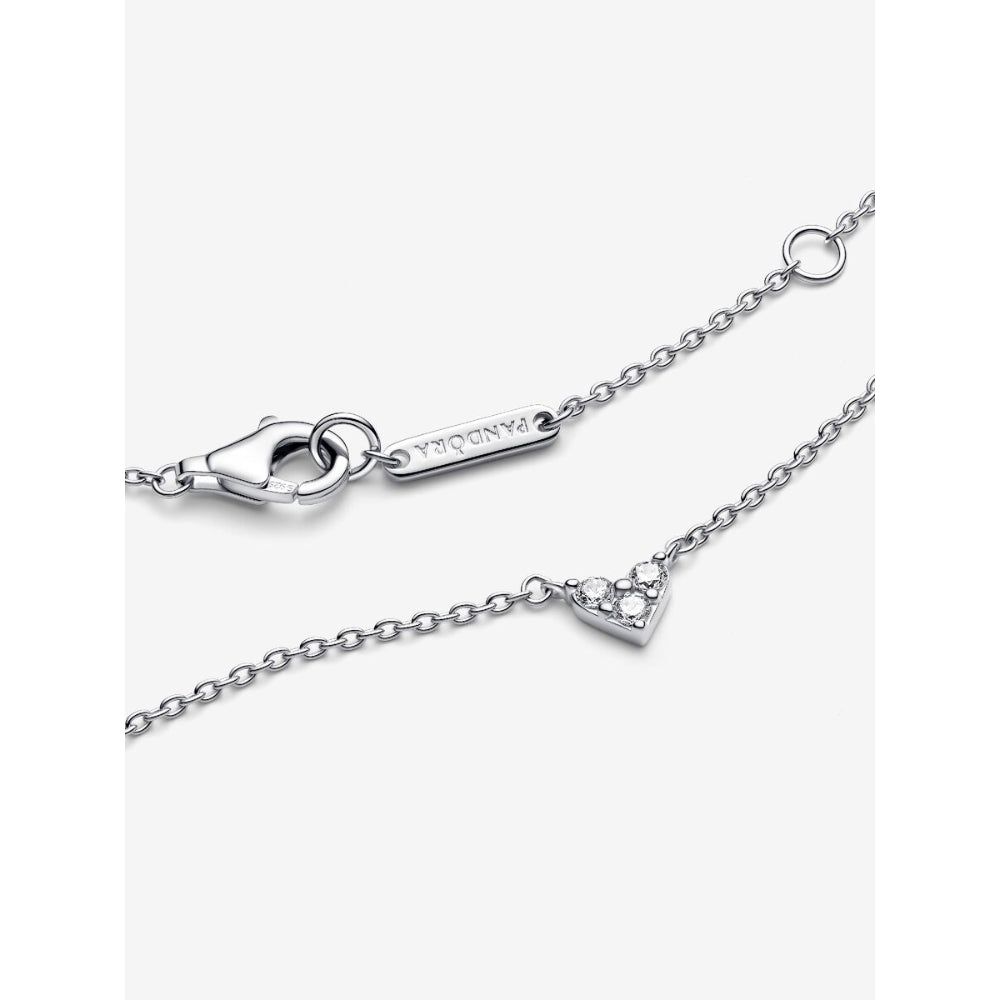 Pandora Sterling Silver Triple Stone Heart Collier Necklace Image 6