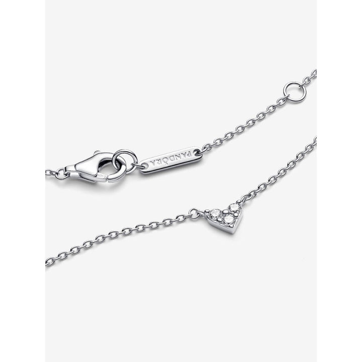 Pandora Sterling Silver Triple Stone Heart Collier Necklace Image 6