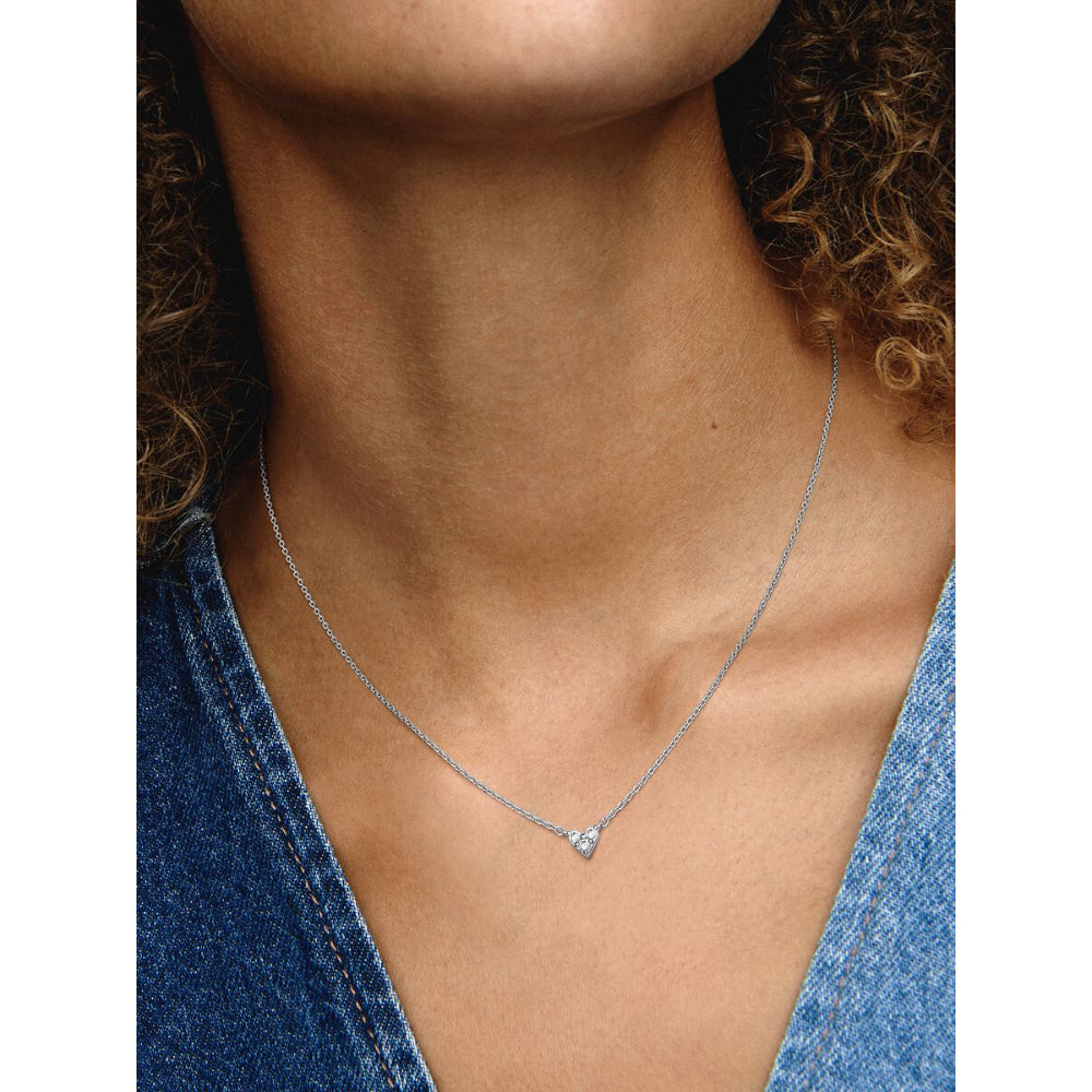 Pandora Sterling Silver Triple Stone Heart Collier Necklace Image 2