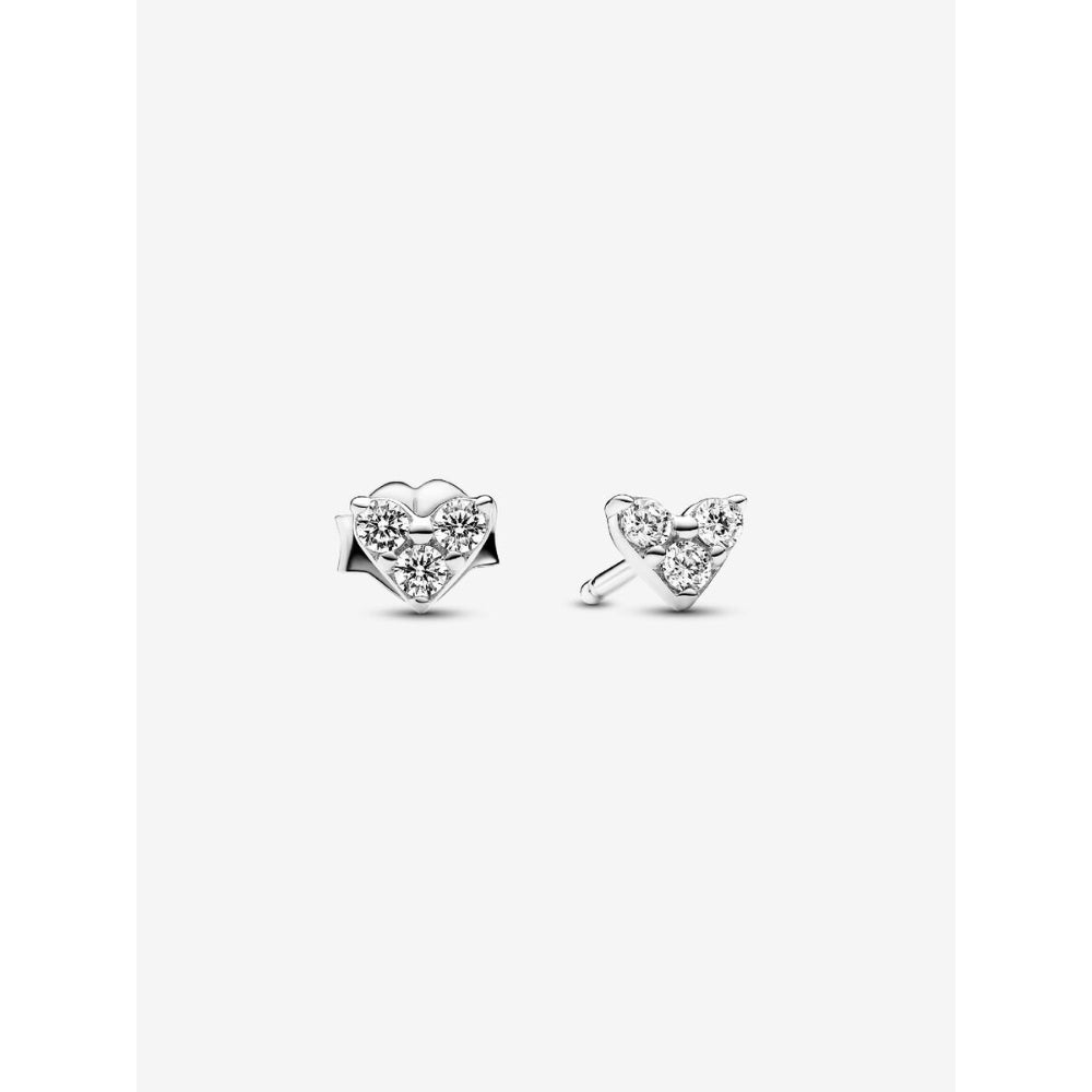 Pandora Sterling Silver Triple Stone Heart Stud Earrings Image 1