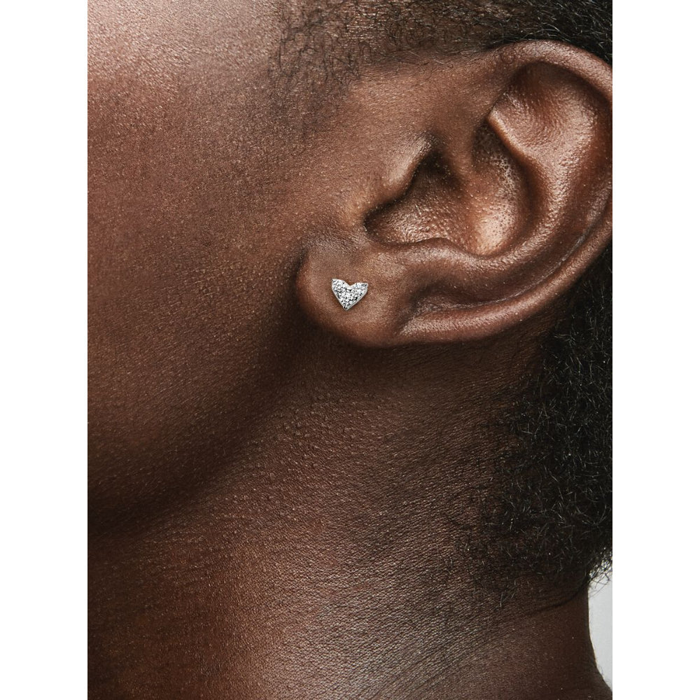 Pandora Sterling Silver Triple Stone Heart Stud Earrings Image 2