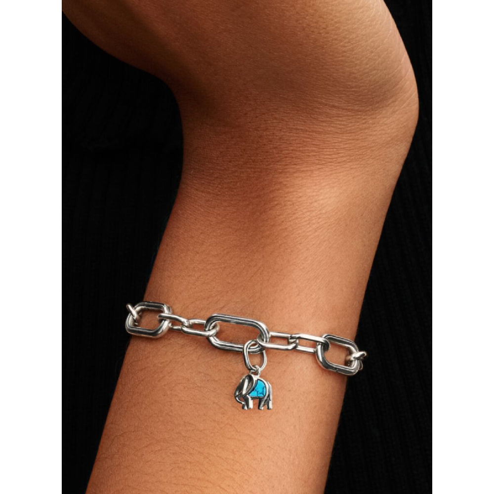 Pandora Sterling Silver Turquoise - Coloured Elephant Mini Dangle Charm Image 2