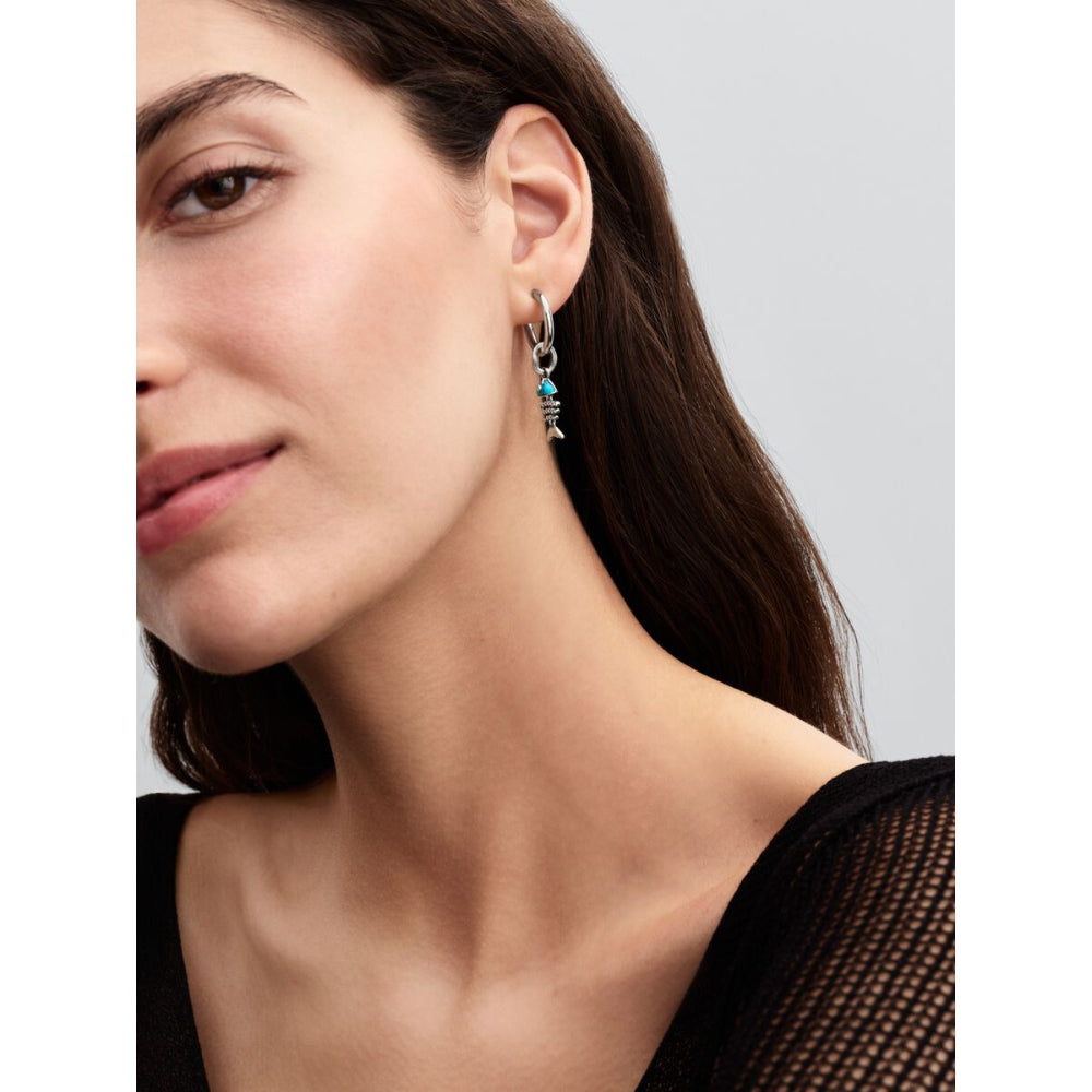 Pandora Sterling Silver Turquoise - Coloured Fishbone Dangle Charm Image 2