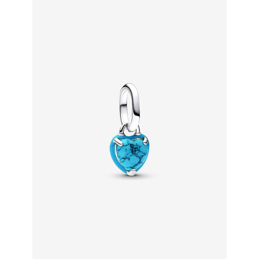 Pandora Sterling Silver Turquoise - Coloured Heart Mini Dangle Charm Image 1
