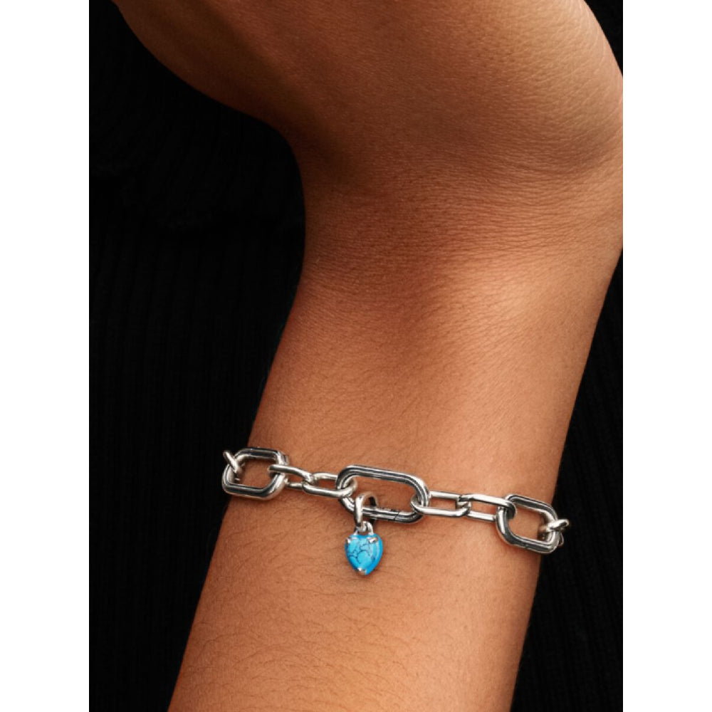 Pandora Sterling Silver Turquoise - Coloured Heart Mini Dangle Charm Image 2