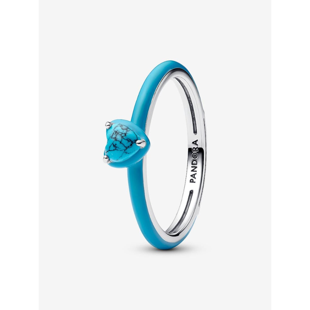 Pandora Sterling Silver Turquoise - Coloured Heart Stone Ring Image 1