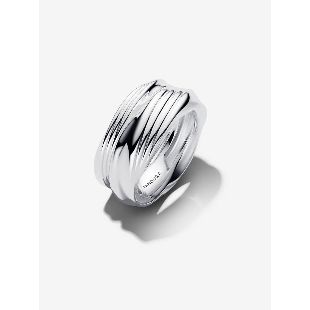 Pandora Sterling Silver Twisted Double Ring Image 1