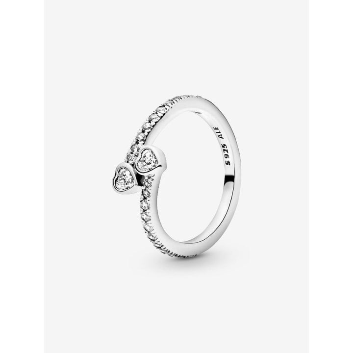 Pandora Sterling Silver Two Sparkling Hearts Ring Image 1